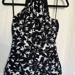 White House Black Market Black and White Floral Tank Top